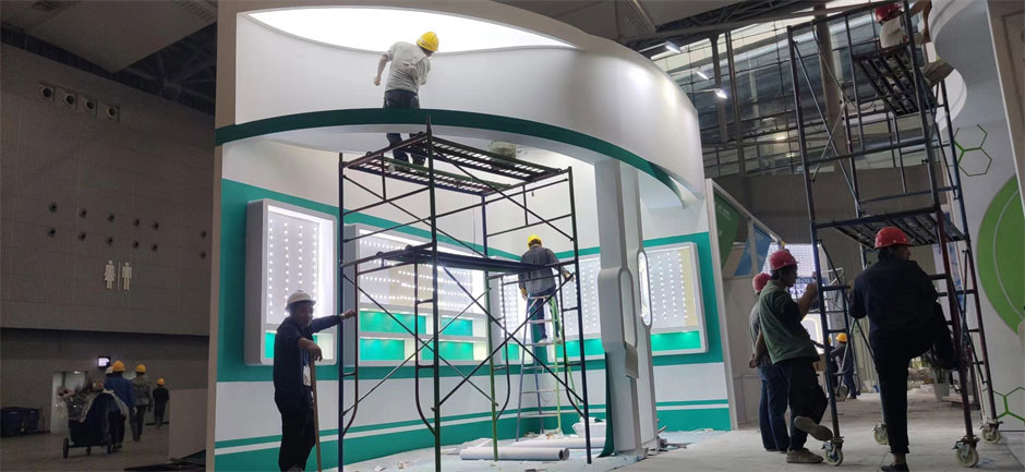 和美樂展臺(tái)搭建施工現(xiàn)場(chǎng)