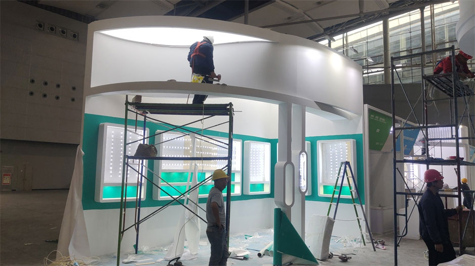 和美樂展臺(tái)搭建施工現(xiàn)場(chǎng)